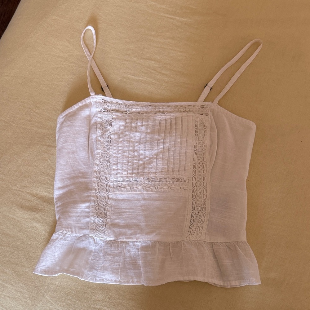 Abercrombie & Fitch White Lace Peplum Top